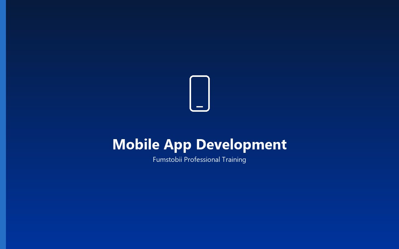 Branded graphic for Fumstobii mobile app development training